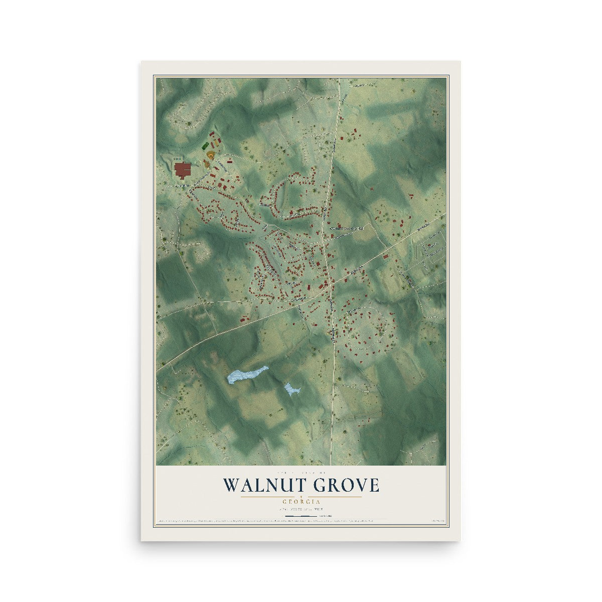 Walnut Grove, Georgia map print, 12" x 18" Archival Matte Print mockup