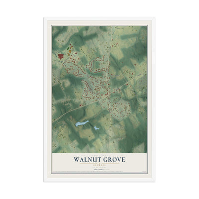 Walnut Grove, Georgia map print, 12" x 18" W/ White Ayous Wood Frame mockup