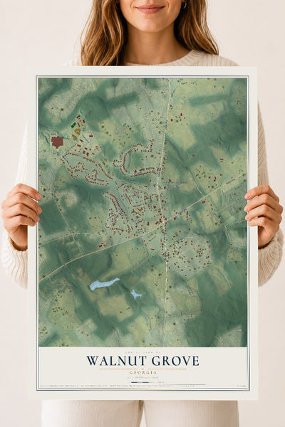 Walnut Grove, Georgia map print, 18" x 24" Archival Matte Print mockup