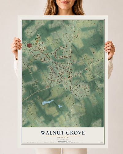 Walnut Grove, Georgia map print, 24" x 36" Archival Matte Print mockup