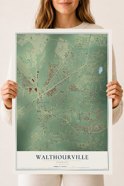 Walthourville, Georgia map print, 18" x 24" Archival Matte Print mockup