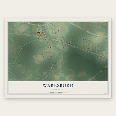 Waresboro, Georgia map print, the full design