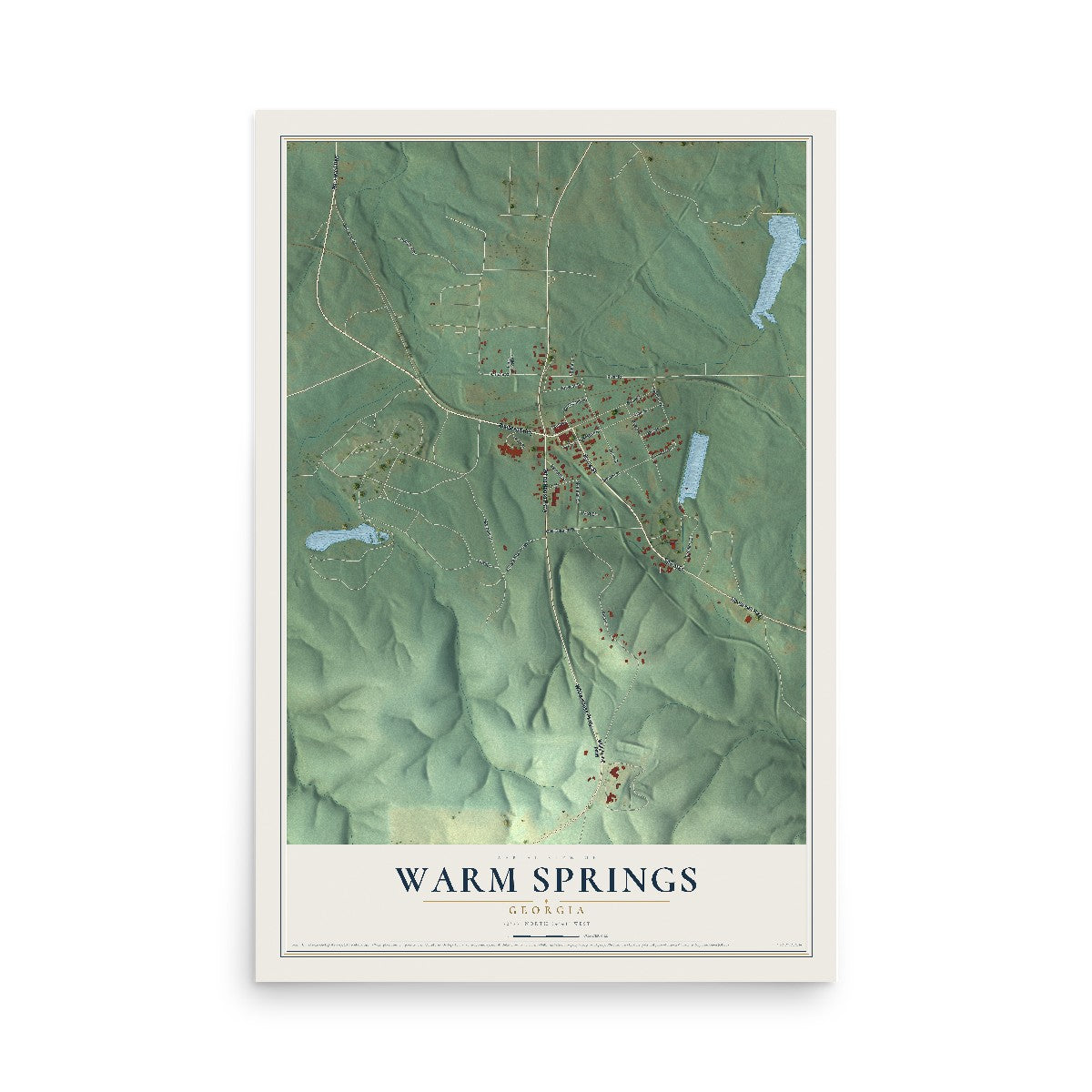 Warm Springs, Georgia map print, 12" x 18" Archival Matte Print mockup
