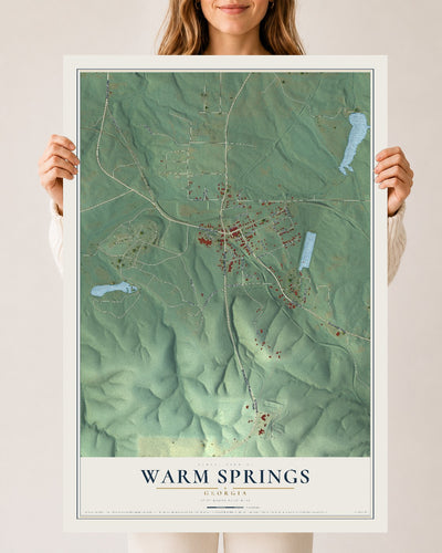 Warm Springs, Georgia map print, 24" x 36" Archival Matte Print mockup
