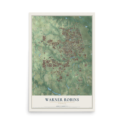 Warner Robins, Georgia map print, 12" x 18" Archival Matte Print mockup