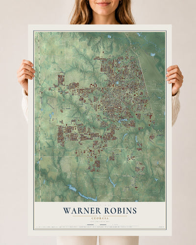 Warner Robins, Georgia map print, 24" x 36" Archival Matte Print mockup