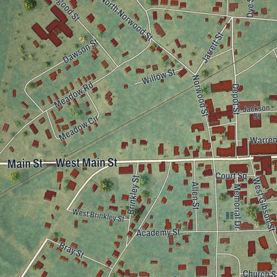 Close-up 1 of the Warrenton, Georgia map artwork