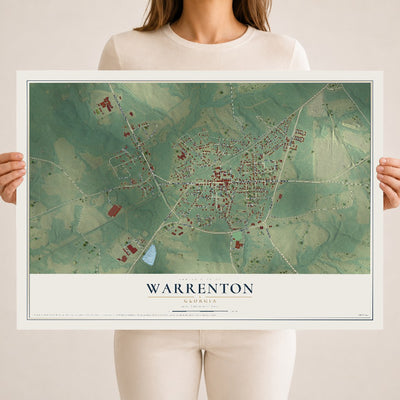 Warrenton, Georgia map print, 18" x 24" Archival Matte Print mockup
