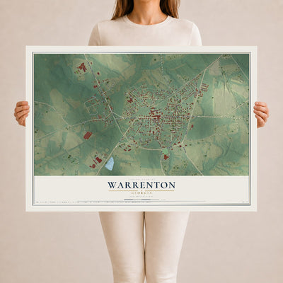 Warrenton, Georgia map print, 24" x 36" Archival Matte Print mockup