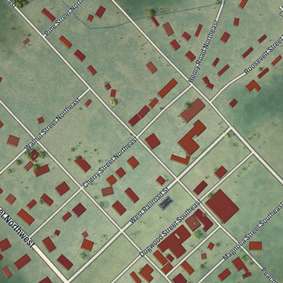 Close-up 1 of the Warwick, Georgia map artwork