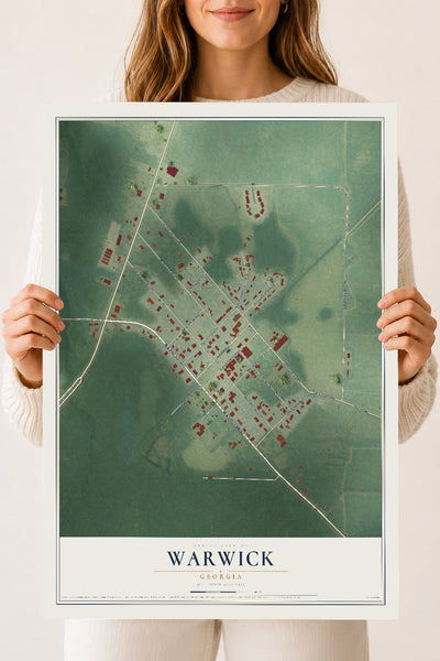 Warwick, Georgia map print, 18" x 24" Archival Matte Print mockup