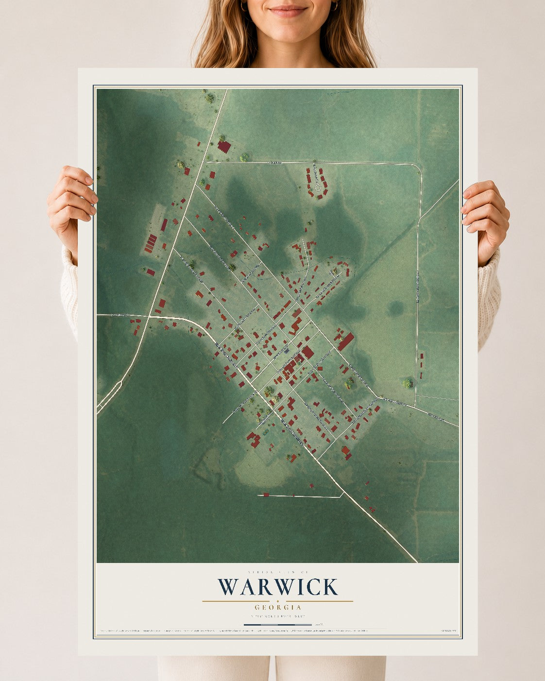 Warwick, Georgia map print, 24" x 36" Archival Matte Print mockup