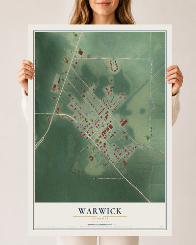 Warwick, Georgia map print, 24" x 36" Archival Matte Print mockup