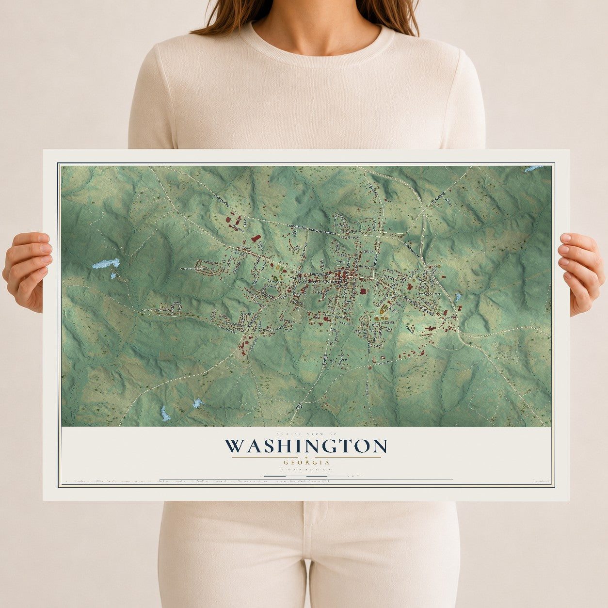 Washington, Georgia map print, 12" x 18" Archival Matte Print mockup