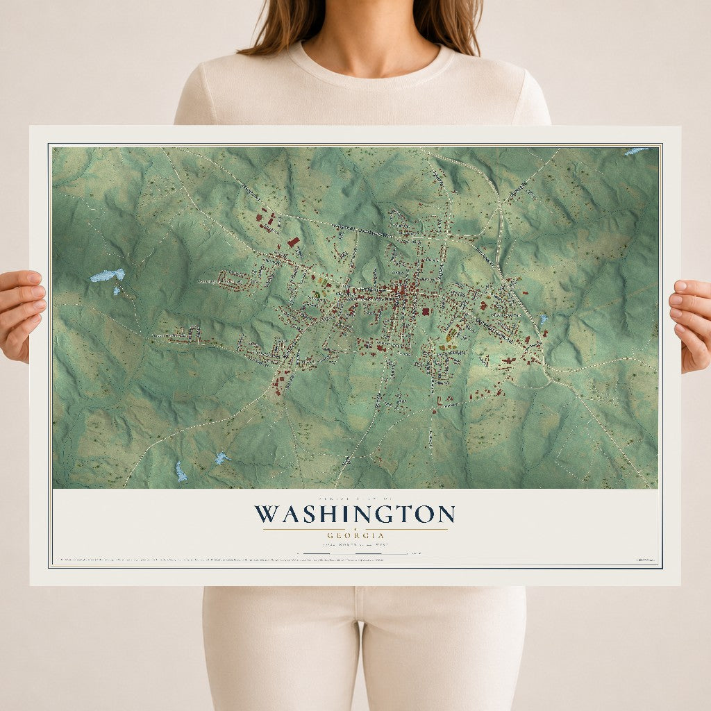 Washington, Georgia map print, 18" x 24" Archival Matte Print mockup