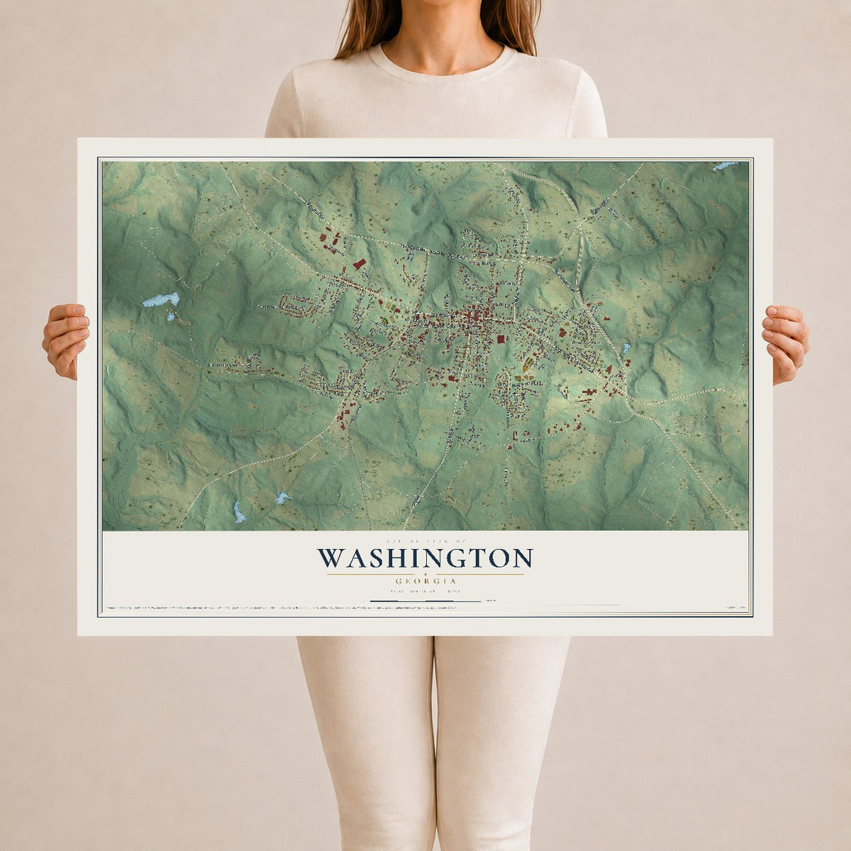 Washington, Georgia map print, 24" x 36" Archival Matte Print mockup
