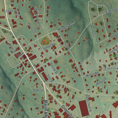 Close-up 2 of the Watkinsville, Georgia map artwork