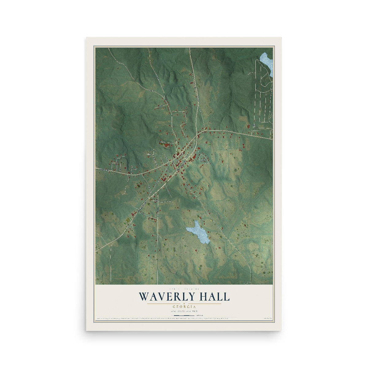 Waverly Hall, Georgia map print, 12" x 18" Archival Matte Print mockup