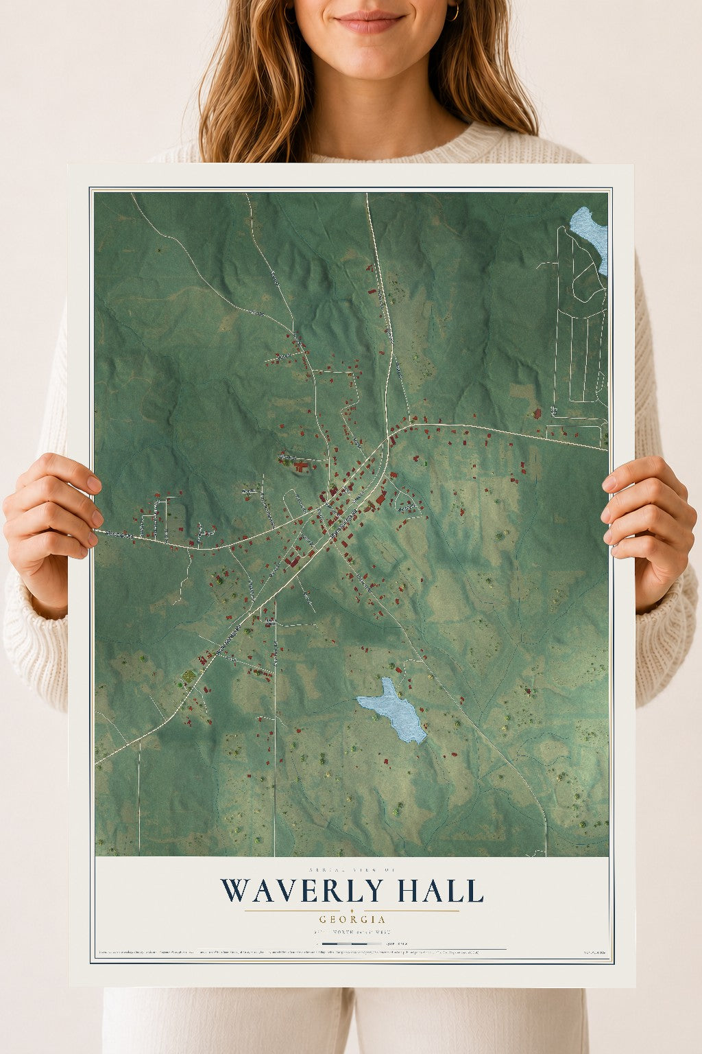Waverly Hall, Georgia map print, 18" x 24" Archival Matte Print mockup