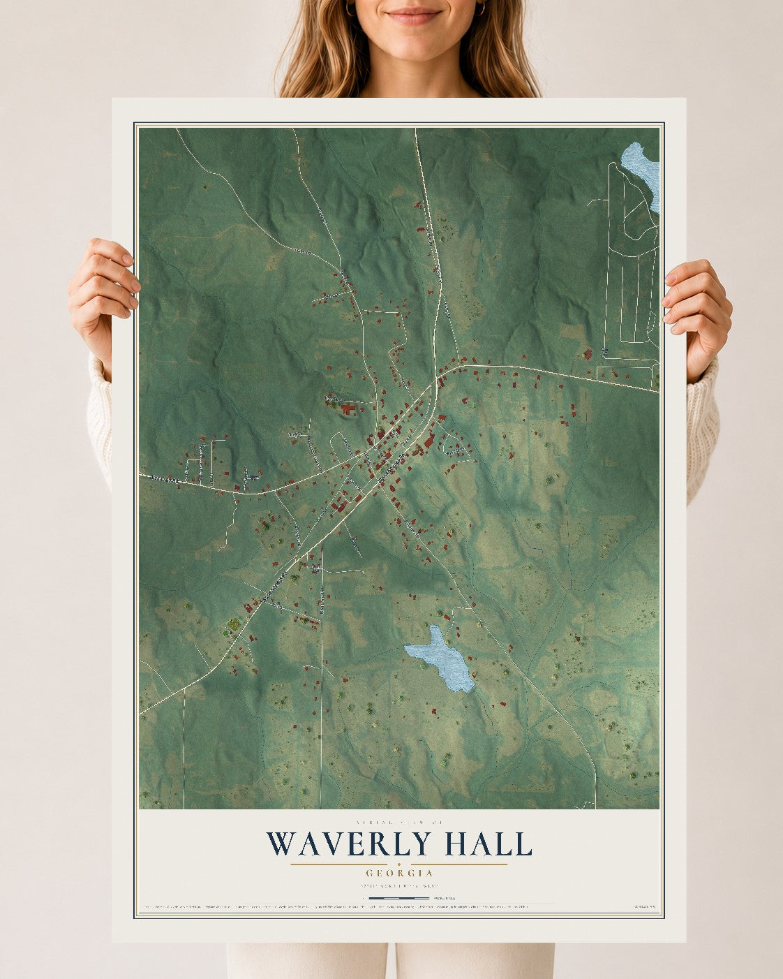 Waverly Hall, Georgia map print, 24" x 36" Archival Matte Print mockup