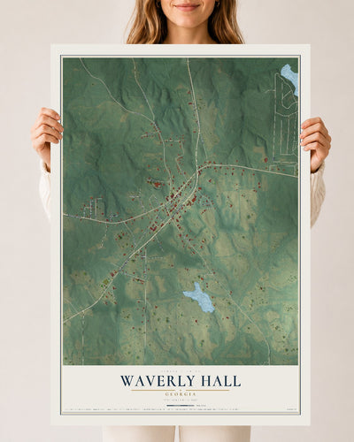 Waverly Hall, Georgia map print, 24" x 36" Archival Matte Print mockup