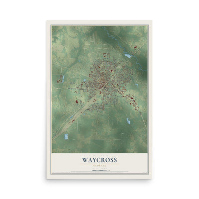 Waycross, Georgia map print, 12" x 18" Archival Matte Print mockup