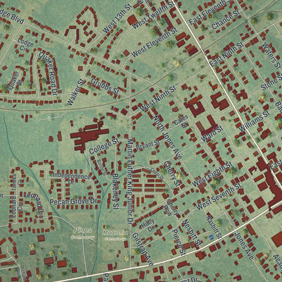 Close-up 1 of the Waynesboro, Georgia map artwork