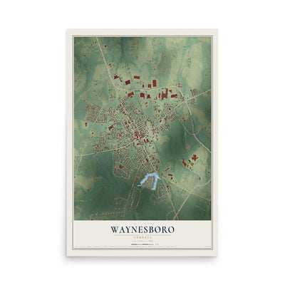 Waynesboro, Georgia map print, 12" x 18" Archival Matte Print mockup
