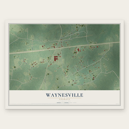 Waynesville, Georgia map print, the full design