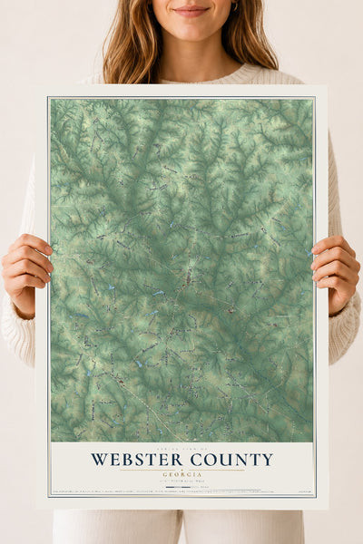 Webster County, Georgia map print, 18" x 24" Archival Matte Print mockup