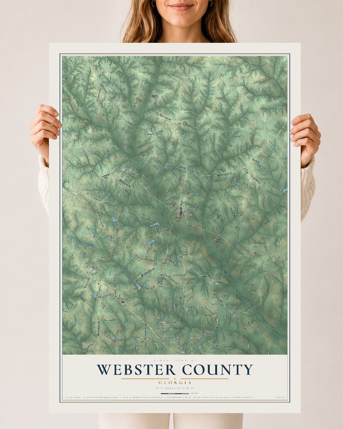Webster County, Georgia map print, 24" x 36" Archival Matte Print mockup