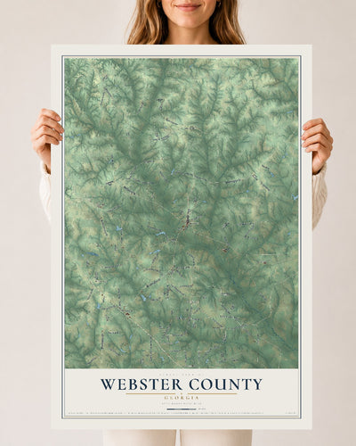 Webster County, Georgia map print, 24" x 36" Archival Matte Print mockup