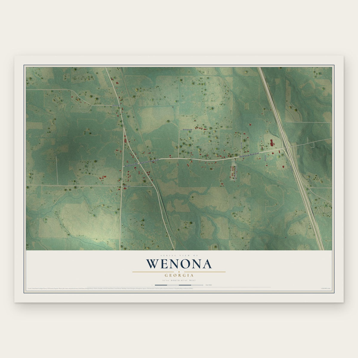 Wenona, Georgia map print, the full design