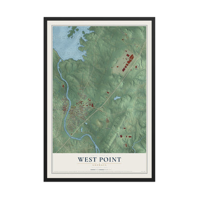 West Point, Georgia map print, 12" x 18" W/ Black Ayous Wood Frame mockup