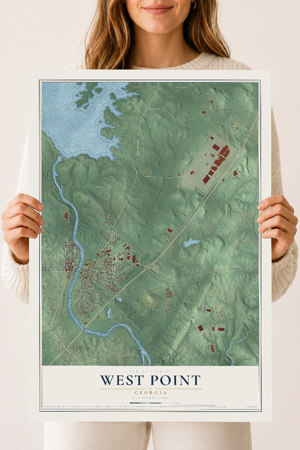 West Point, Georgia map print, 18" x 24" Archival Matte Print mockup