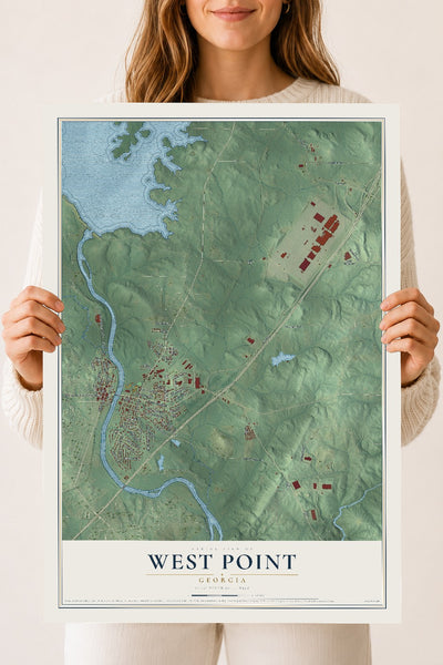 West Point, Georgia map print, 18" x 24" Archival Matte Print mockup