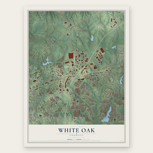 White Oak, Georgia map print, the full design