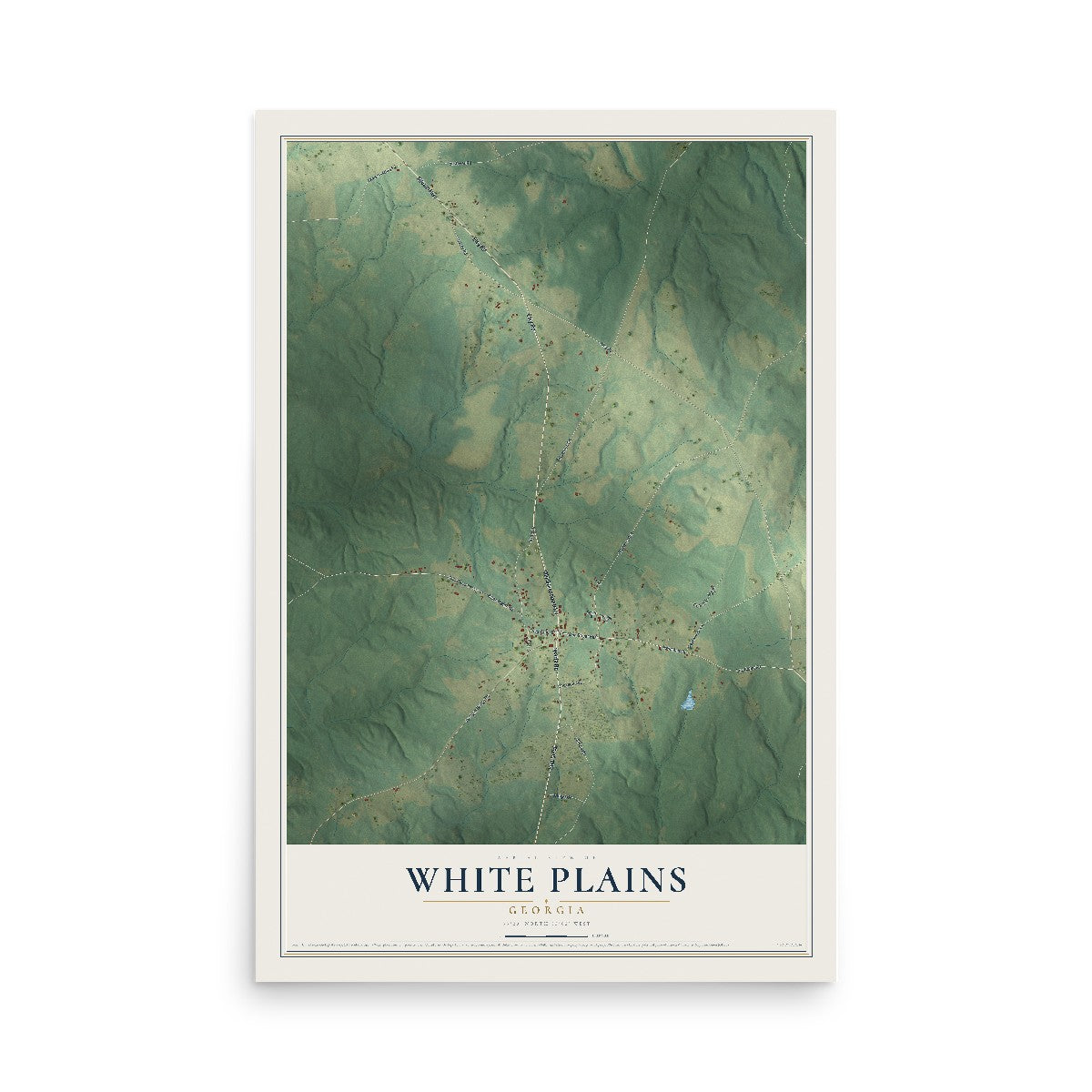 White Plains, Georgia map print, 12" x 18" Archival Matte Print mockup