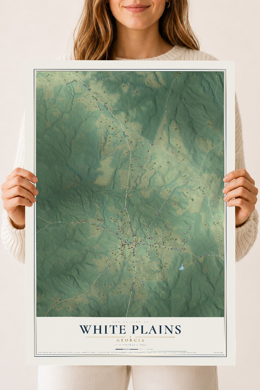White Plains, Georgia map print, 18" x 24" Archival Matte Print mockup