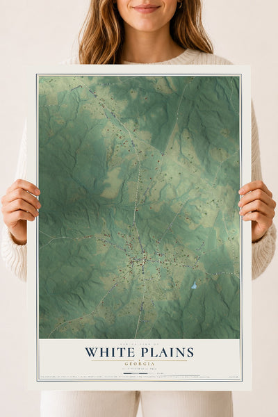 White Plains, Georgia map print, 18" x 24" Archival Matte Print mockup