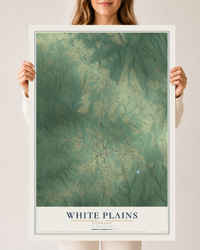 White Plains, Georgia map print, 24" x 36" Archival Matte Print mockup