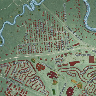 Close-up 1 of the Whitemarsh Island, Georgia map artwork