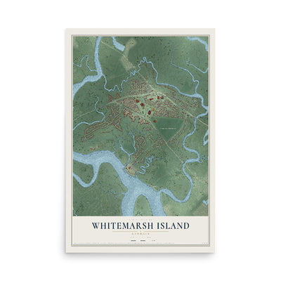 Whitemarsh Island, Georgia map print, 12" x 18" Archival Matte Print mockup