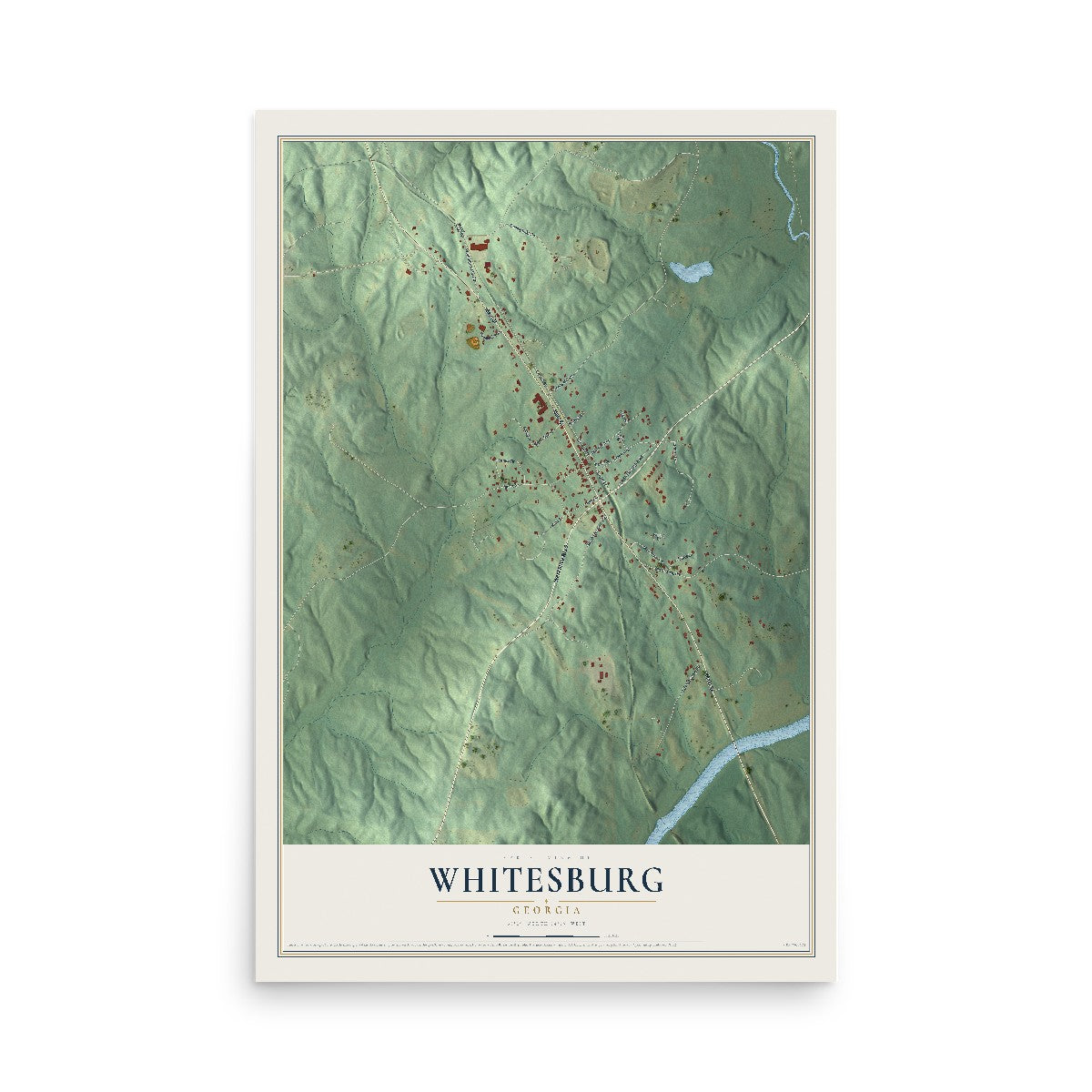 Whitesburg, Georgia map print, 12" x 18" Archival Matte Print mockup