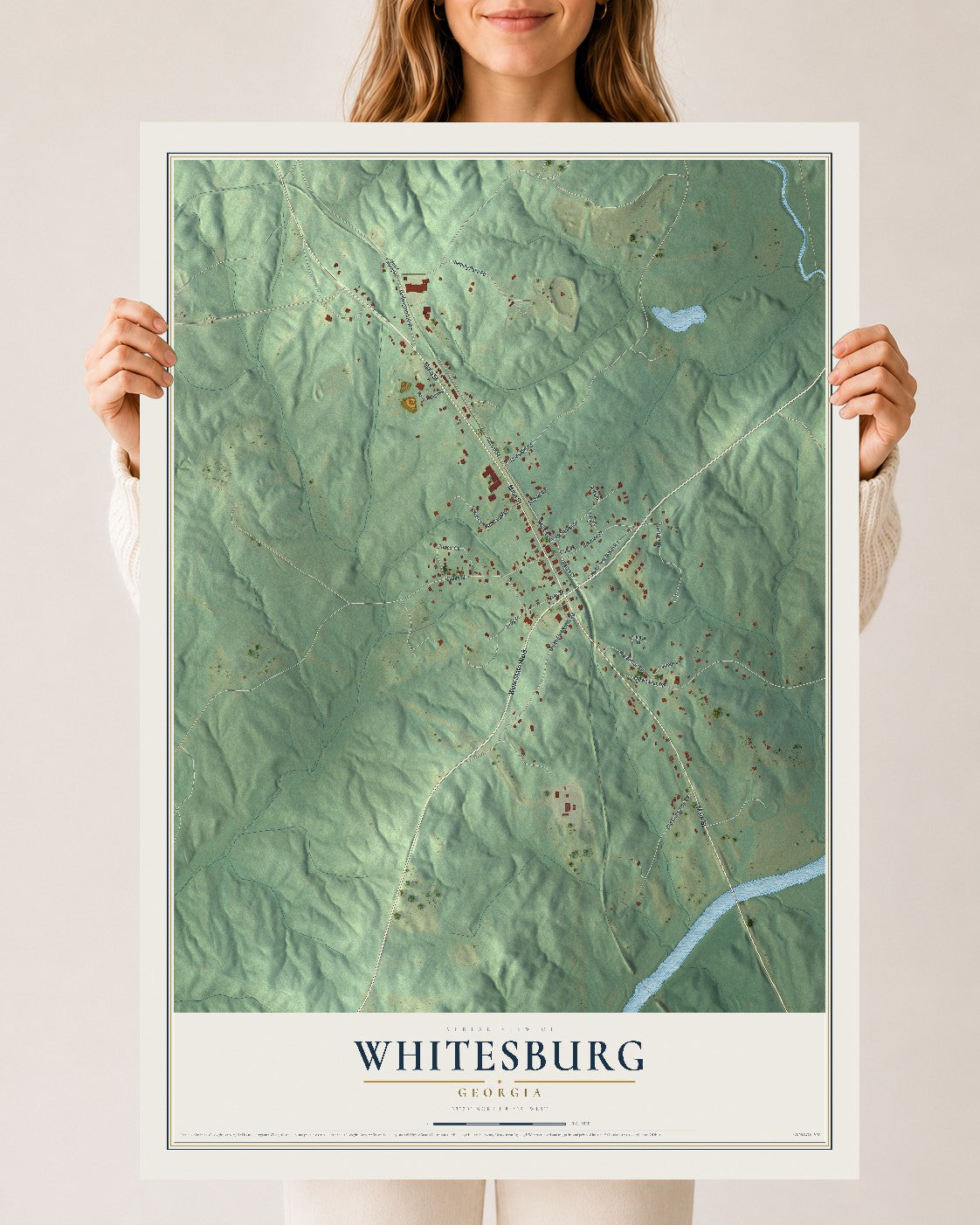 Whitesburg, Georgia map print, 24" x 36" Archival Matte Print mockup