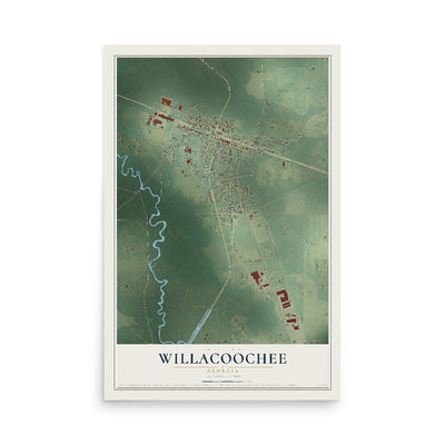 Willacoochee, Georgia map print, 12" x 18" Archival Matte Print mockup