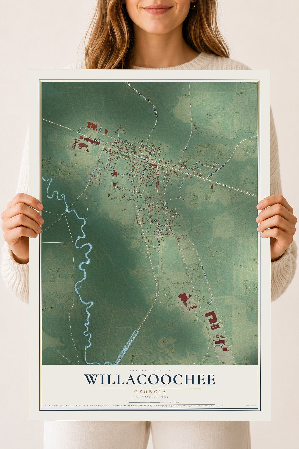 Willacoochee, Georgia map print, 18" x 24" Archival Matte Print mockup