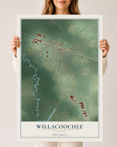 Willacoochee, Georgia map print, 24" x 36" Archival Matte Print mockup