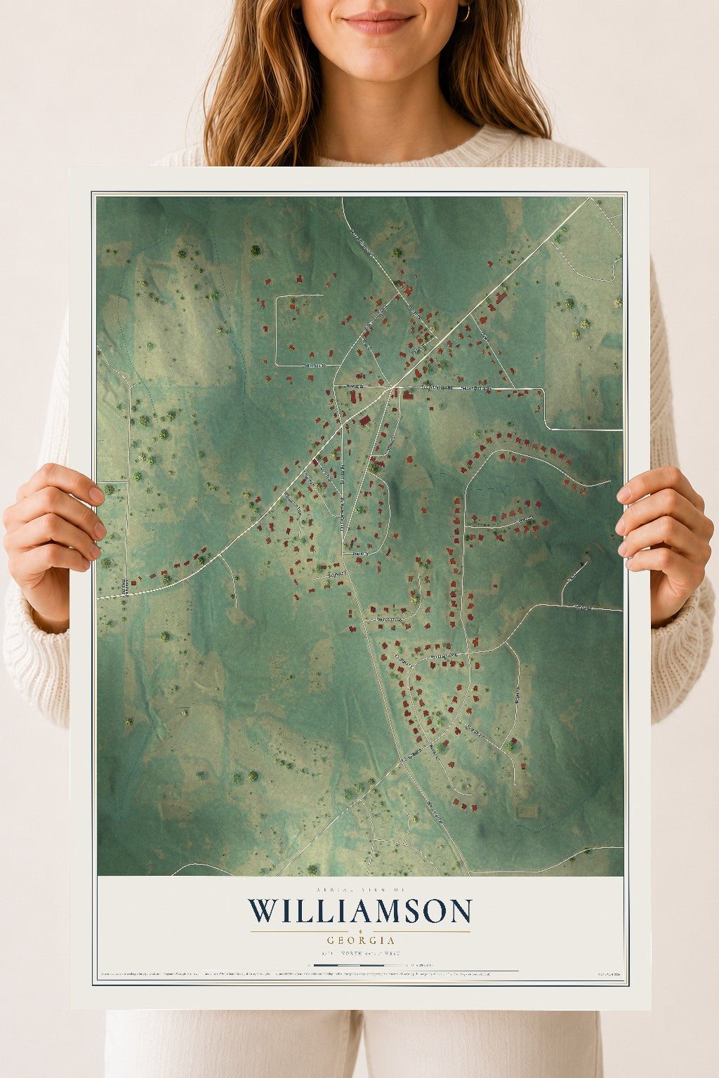 Williamson, Georgia map print, 18" x 24" Archival Matte Print mockup
