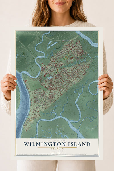 Wilmington Island, Georgia map print, 18" x 24" Archival Matte Print mockup